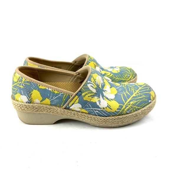 Dansko Victoria Clogs 39 Hawaiin Tahiti Floral Canvas Slip On Shoes Womens - Picture 6 of 12
